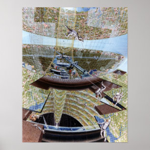 Space Colony construction crew at work Poster