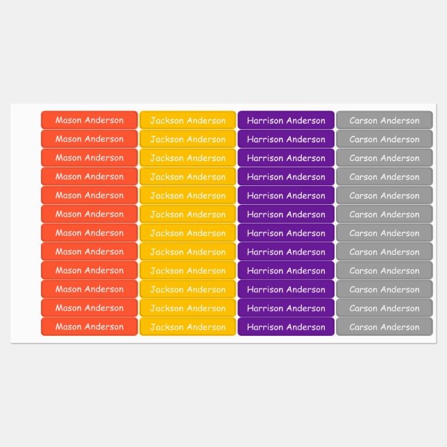 Space colours Name labels for kids water proof (Sheet)