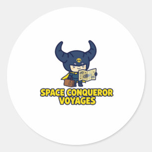 Space Conqueror Voyages Retro Comic Book Sci-Fi Vi Classic Round Sticker