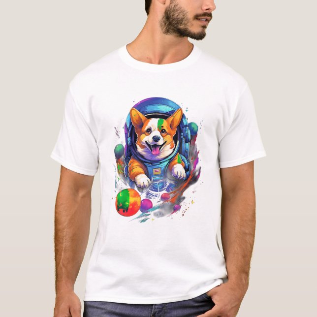 Space Corgi Dog T-Shirt (Front)