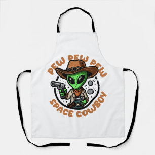 Space Cowboy Funny Alien Apron