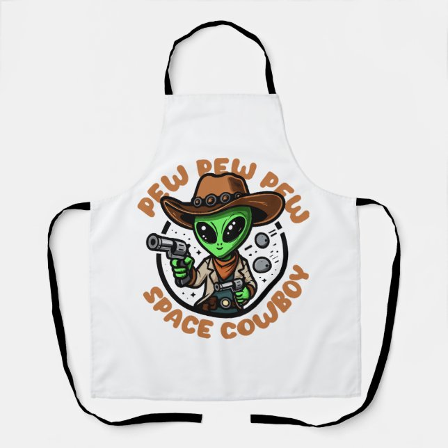 Space Cowboy Funny Alien Apron (Front)