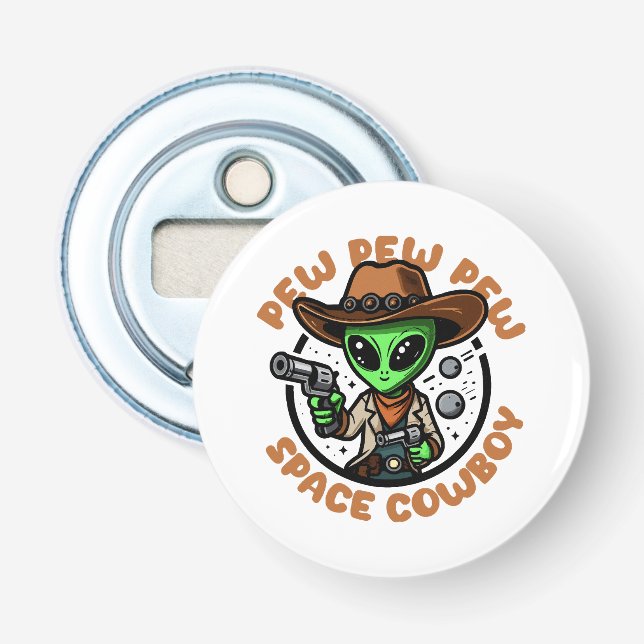 Space Cowboy Funny Alien Bottle Opener (Front)