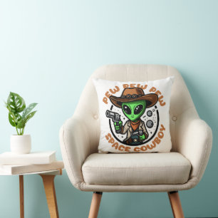 Space Cowboy Funny Alien Cushion