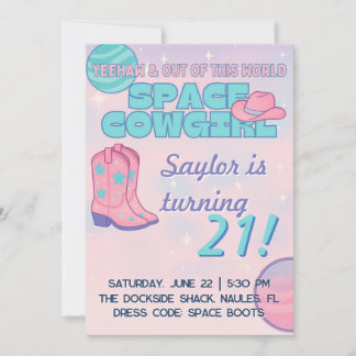Space Cowgirl Birthday Invitation | Pastel Cosmic 