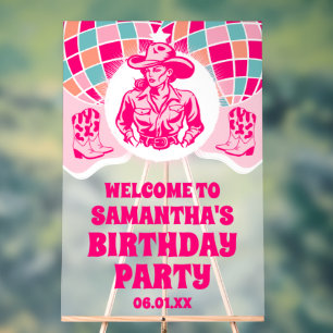 Space Cowgirl Birthday Party Welcome Frosted Acrylic Sign