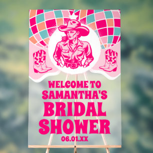 Space Cowgirl Bridal Shower Welcome Frosted Acrylic Sign