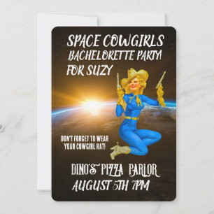 SPACE COWGIRL CUSTOM BACHELORETTE PARTY INVITATION