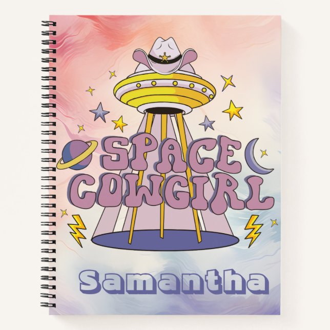Space Cowgirl Customisable Spiral Notebook (Front)