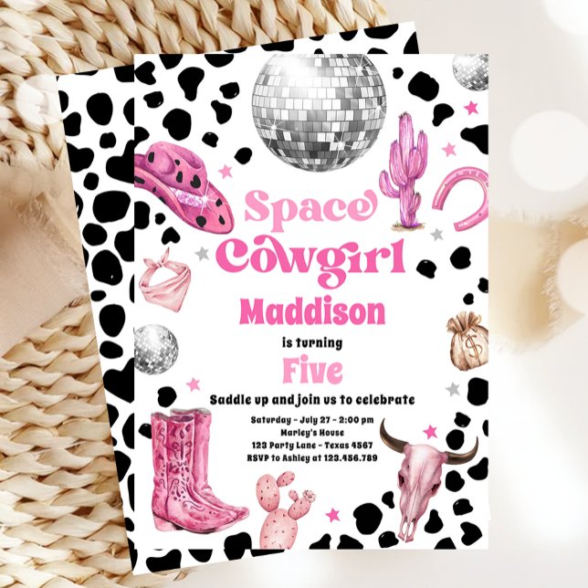 Space Cowgirl Disco Rodeo Country Girl Birthday Invitation (Creator Uploaded)