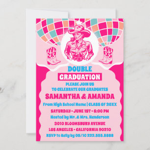 Space Cowgirl Double Graduation Party Invitation