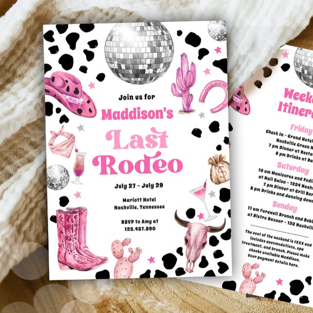 Space Cowgirl Last Rodeo Bachelorette Weekend Invitation (Creator Uploaded)