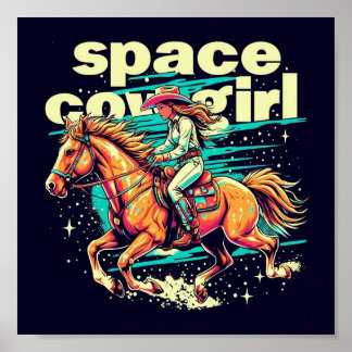 Space Cowgirl Poster – Futuristic Western Art for