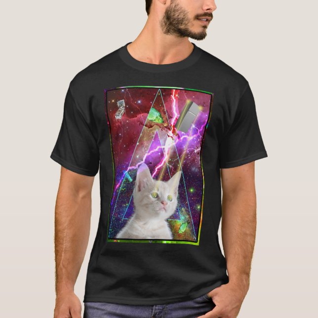 Space crazy cat. T-Shirt (Front)