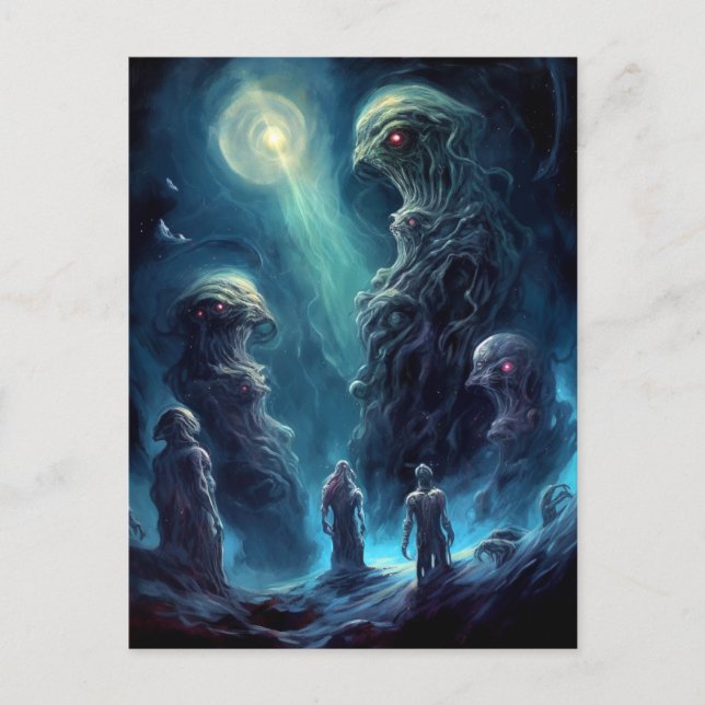Space Creatures Horror Art Postcard (Front)