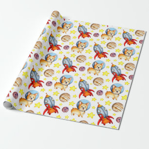 Space Cute Corgi Wrapping Paper