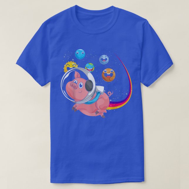 Space Cute Planets Farm Animal Lover Science Pig A T-Shirt (Design Front)
