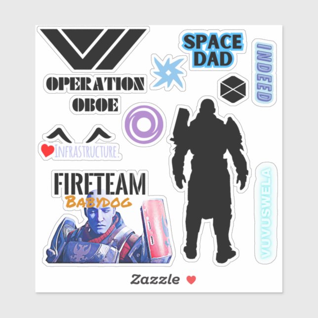 Space Dad Zavala 6" x 6" Custom-Cut Vinyl Stickers (Sheet)