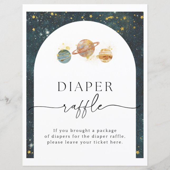 Space Diaper Raffle Sign | Baby Shower (Front)