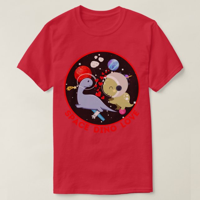 Space Dino Love T-Shirt (Design Front)