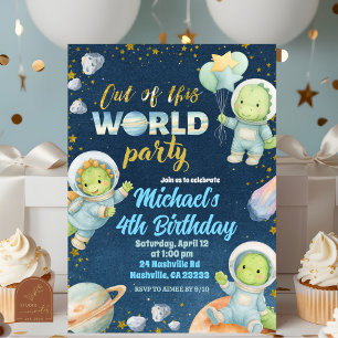 Space Dinosaur Birthday Invitation