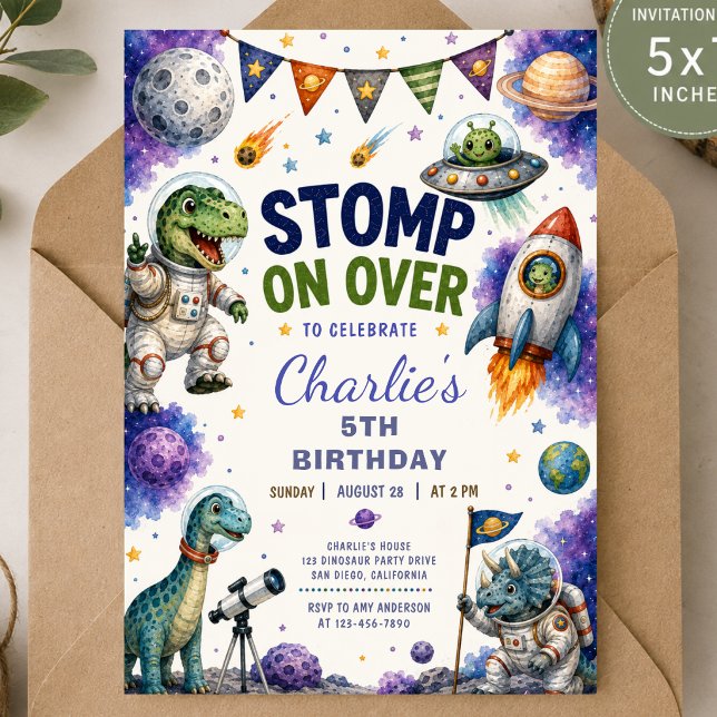 Space Dinosaur Birthday Invitation (Creator Uploaded)