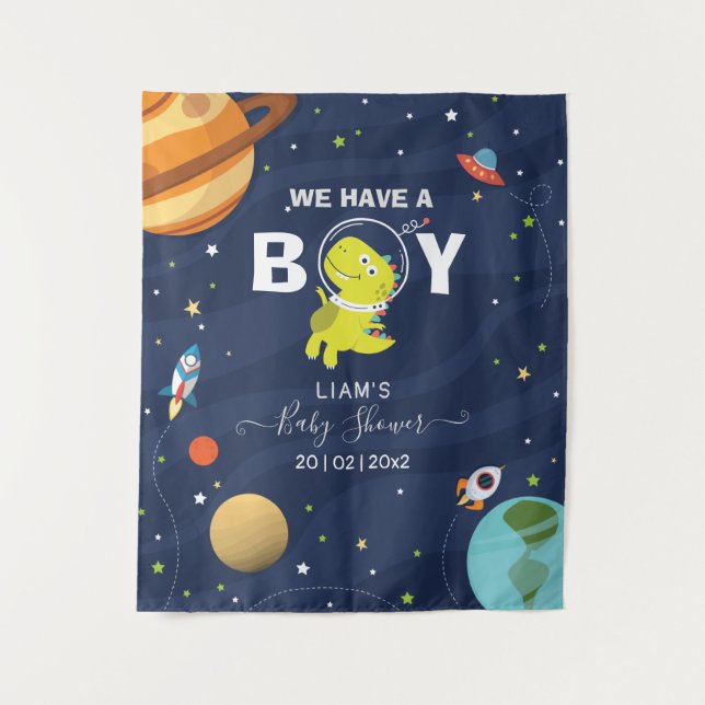 Space Dinosaur Cool Backdrop Tapestry (Front)