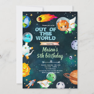 Space Dinosaur theme invitation