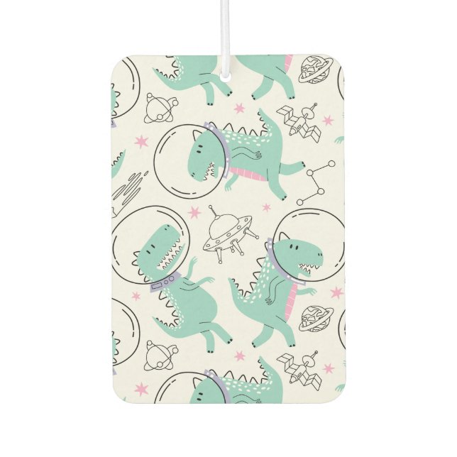 Space Dinosaurs, Cute Dinosaurs, Space Ship, Stars Car Air Freshener (Front)