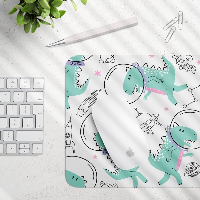 Space Dinosaurs, Cute Dinosaurs, Space Ship, Stars Mouse Mat (Creator Uploaded)