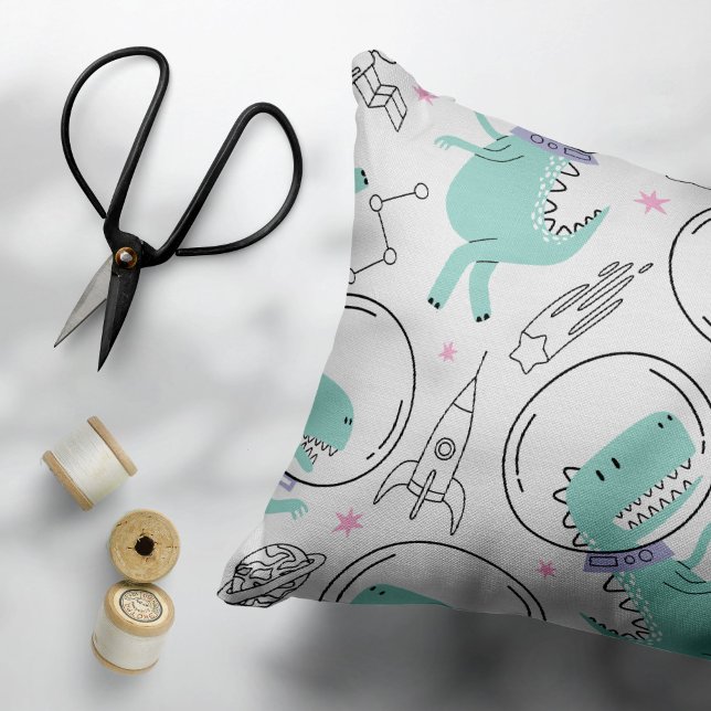 Space Dinosaurs, Cute Dinosaurs, Space Ship, Stars Pillowcase (Creator Uploaded)