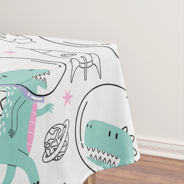 Space Dinosaurs, Cute Dinosaurs, Space Ship, Stars Tablecloth (In Situ)