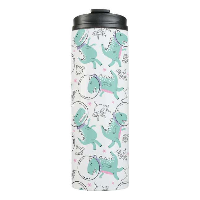 Space Dinosaurs, Cute Dinosaurs, Space Ship, Stars Thermal Tumbler (Front)