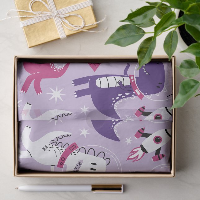 Space Dinosaurs, Cute Dinosaurs, Stars, Space Ship Tissue Paper (Gift)