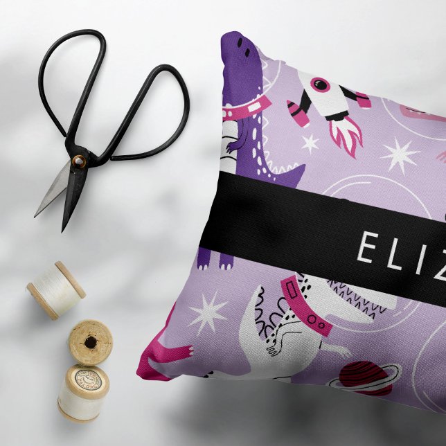 Space Dinosaurs, Cute Dinosaurs, Stars, Your Name Decorative Cushion (Creator Uploaded)