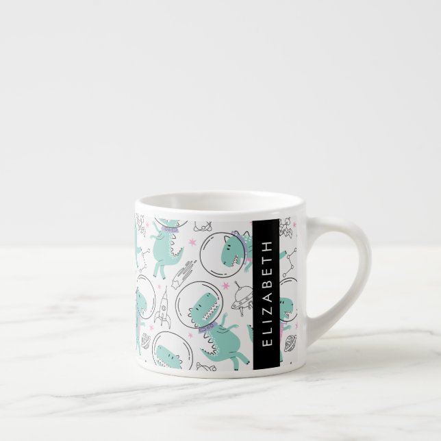 Space Dinosaurs, Cute Dinosaurs, Stars, Your Name Espresso Cup (Right)