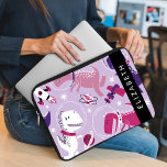 Space Dinosaurs, Cute Dinosaurs, Stars, Your Name Laptop Sleeve<br><div class="desc">Cute,  fun and adorable pattern with space dinosaurs. Modern and trendy gift,  perfect for the dinosaur lover in your life. Personalise by adding your name,  nickname,  monogram or initials.</div>