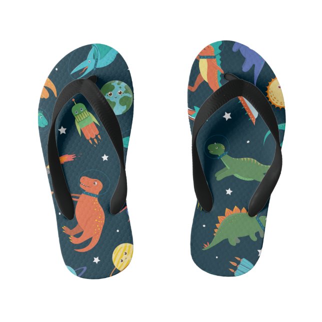 Space Dinosaurs Kid's Flip Flops (Footbed)