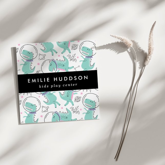 Space Dinosaurs, Kids Play Centre, Activity Centre Square Business Card (Creator Uploaded)