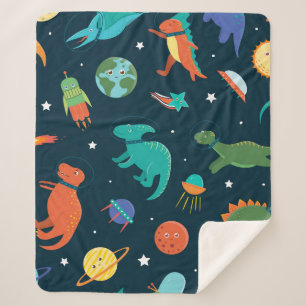 Space Dinosaurs Sherpa Blanket