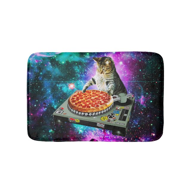 Space dj cat pizza bath mat (Front)