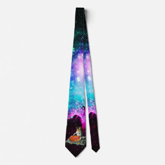 Space dj cat pizza tie