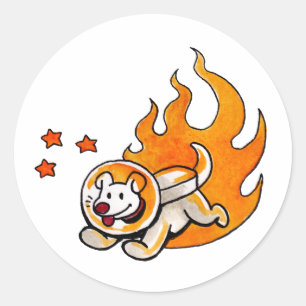 Space Dog Classic Round Sticker