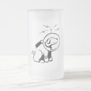 Space Dog Frosted Glass Beer Mug