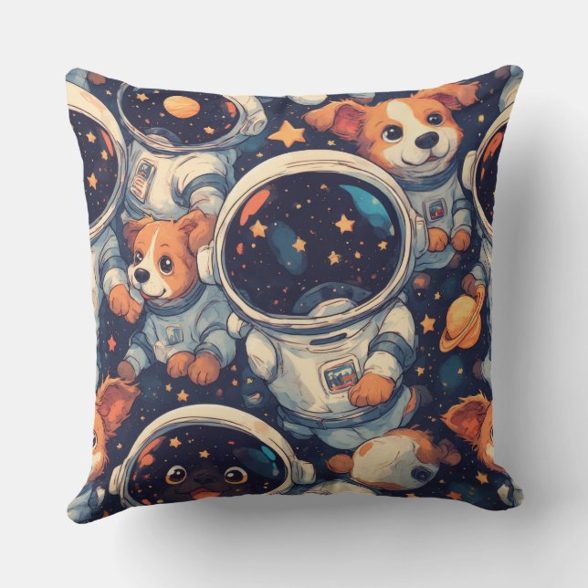 Space Dog Line Art | Minimalist Astronaut  Cushion (Back)