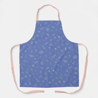 Space Doodle Pattern Lavender Blue Apron