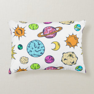 Space Doodles Cosmic Background Decorative Cushion