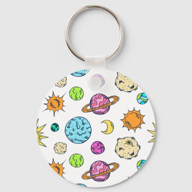 Space Doodles Cosmic Background Key Ring (Front)