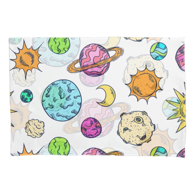 Space Doodles Cosmic Background Pillowcase (Front)
