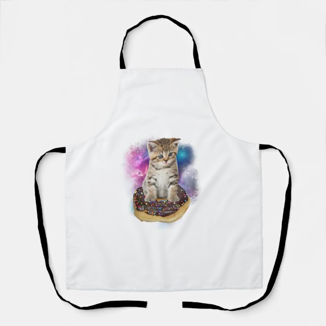 Space Doughnut Cat Shirt _ Flying Kitty Galaxy T S Apron (Front)